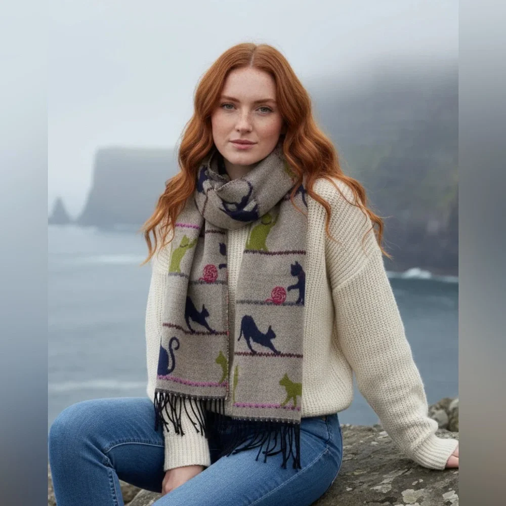 Jimmy Hourihan Fringed Scarf | Cats At Play